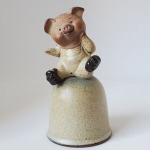 Stoneware Piggy Bell Vintage made in Japan Pig Collectible